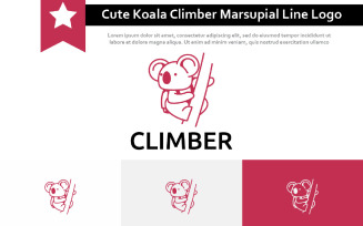 Cute Koala Climber Marsupial Animal Nature Line Logo