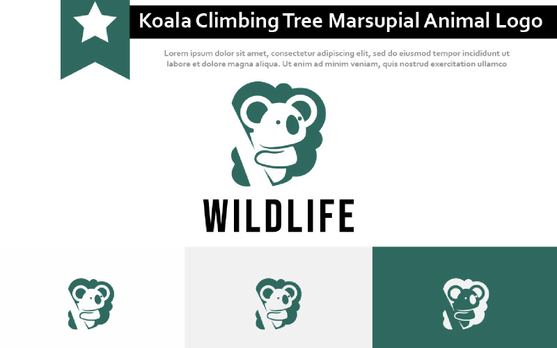Cute Koala Climbing Tree Marsupial Animal Zoo Nature Logo Logo Template