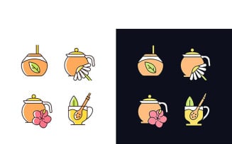 Herbal Tea Light And Dark Theme RGB Color Icons Set