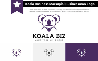 Moustache Koala Business Marsupial Animal Businessman Logo