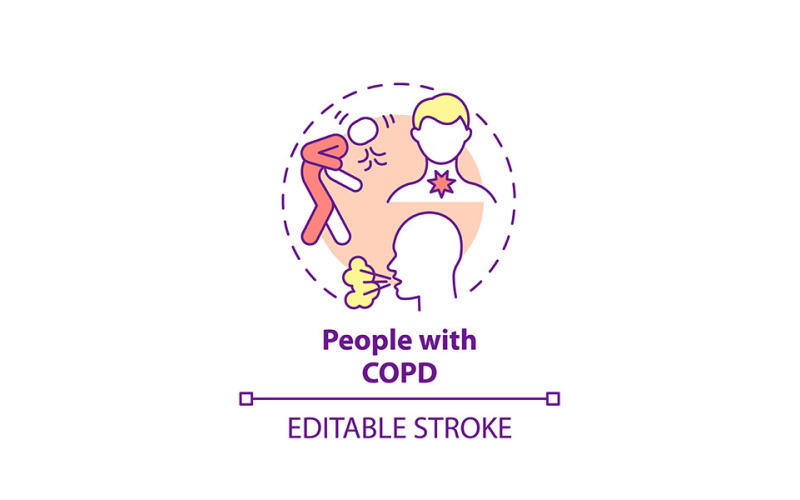 People With Copd Concept Icon Vector Graphic