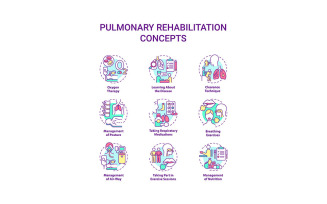 Pulmonary Rehabilitation Concept Icons Set