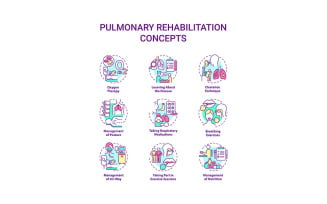 Pulmonary Rehabilitation Concept Icons Set