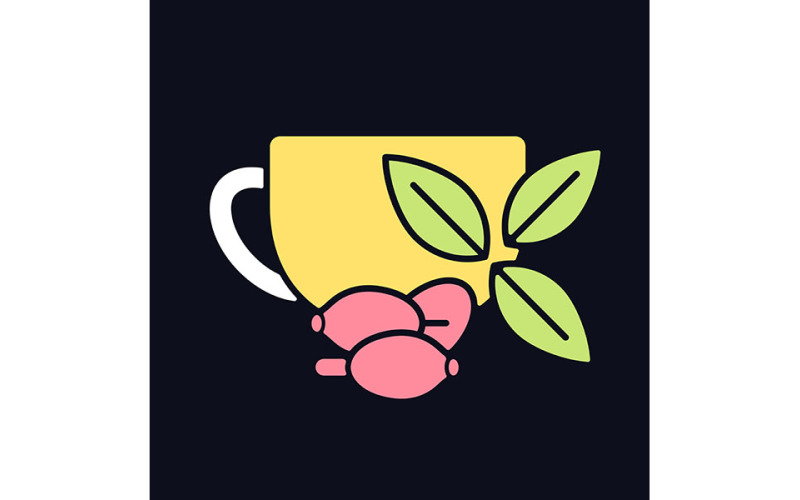 Rosehip Tea RGB Color Icon For Dark Theme Vector Graphic