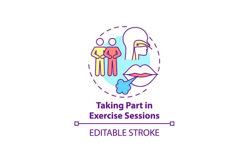 Taking Part In Excercise Sessions Concept Icon Vector Graphic