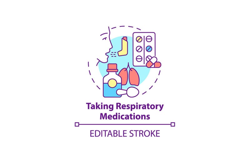 Taking Respiratory Medications Concept Icon Vector Graphic