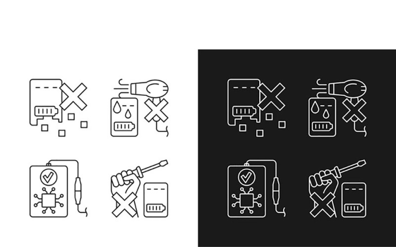 Extending Power Bank Life Linear Manual Label Icons Set For Dark And Light Mode Vector Graphic