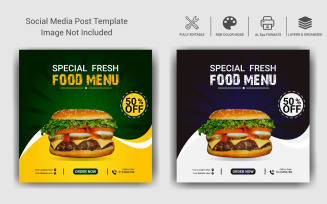 Food Social Media Promotion and Web Banner Post Design Template