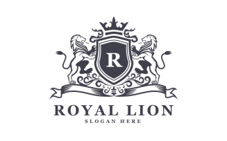 Royal Lion Heraldic Logo Design
