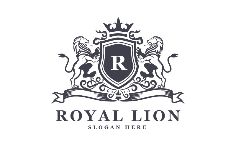 Royal Lion Heraldic Logo Design Logo Template