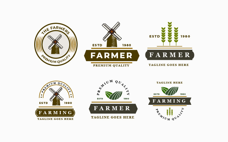 Set Badges Farmer Logo Vintage Logo Template