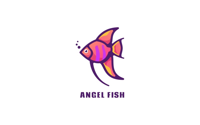 Angel Fish Color Mascot Logo Logo Template