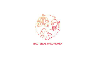 Bacterial Pneumonia Red Gradient Concept icon