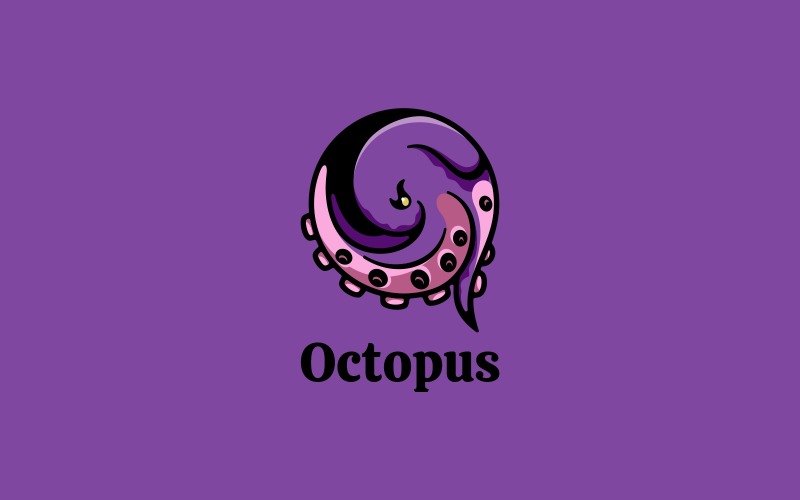 Circle Octopus Simple Mascot Logo Logo Template