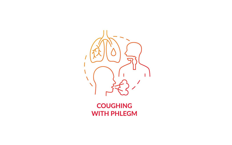 Coughing With Phlegm Red Gradient Concept Icon Vector Graphic