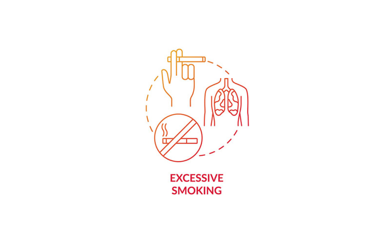 Excessive Smoking Red Gradient Concept Icon Vector Graphic