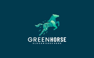 Green Horse Gradient Low Poly Logo