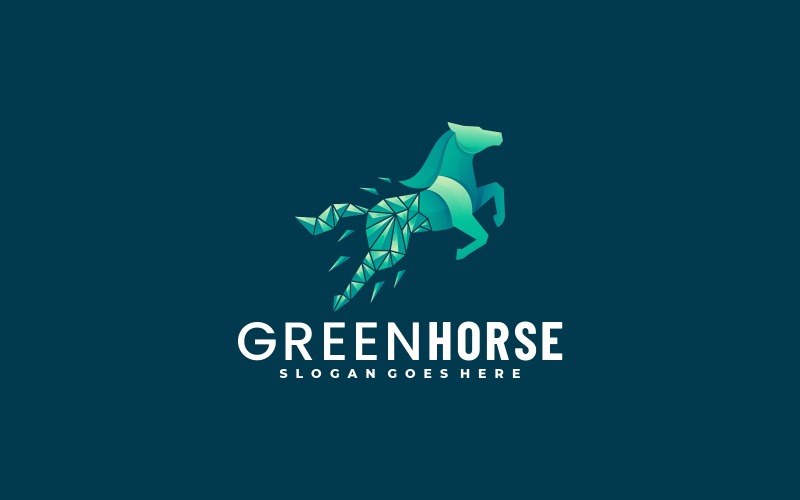 Green Horse Gradient Low Poly Logo Logo Template