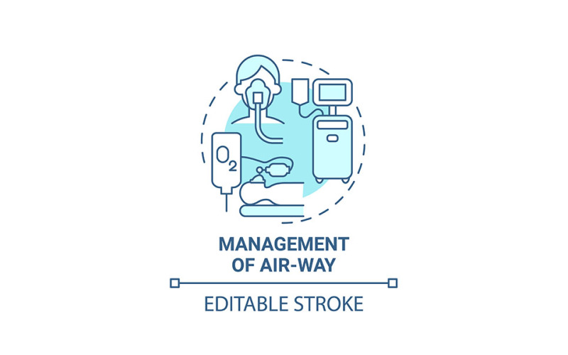 Management Of Air Way Blue Concept Icon Vector Graphic
