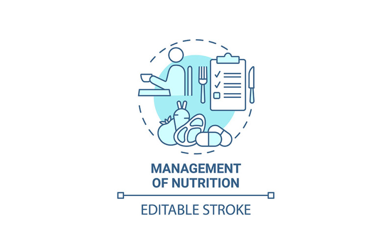 Management Of Nutrition Blue Concept Icon Vector Graphic