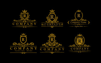 Set Badges Royal Crest Logo Design