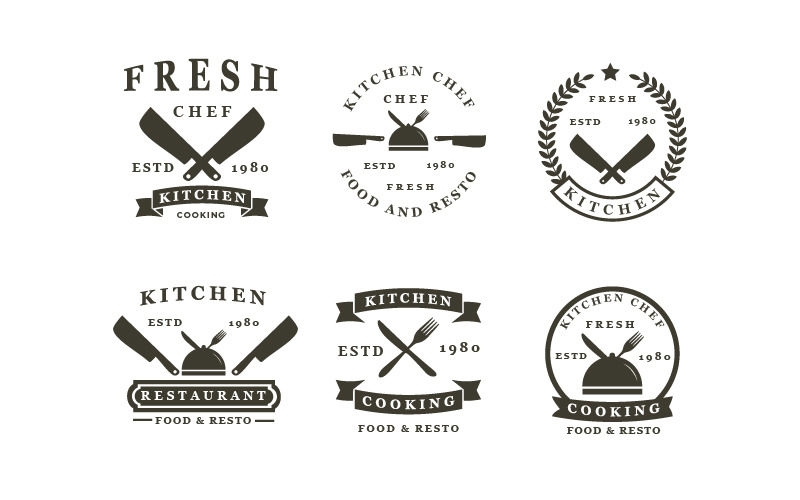 Set of Badges Kitchen Logo Design Logo Template