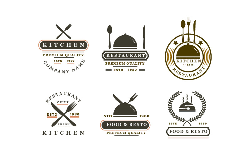 Set Of Badges Kitchen Logo Vintage Logo Template