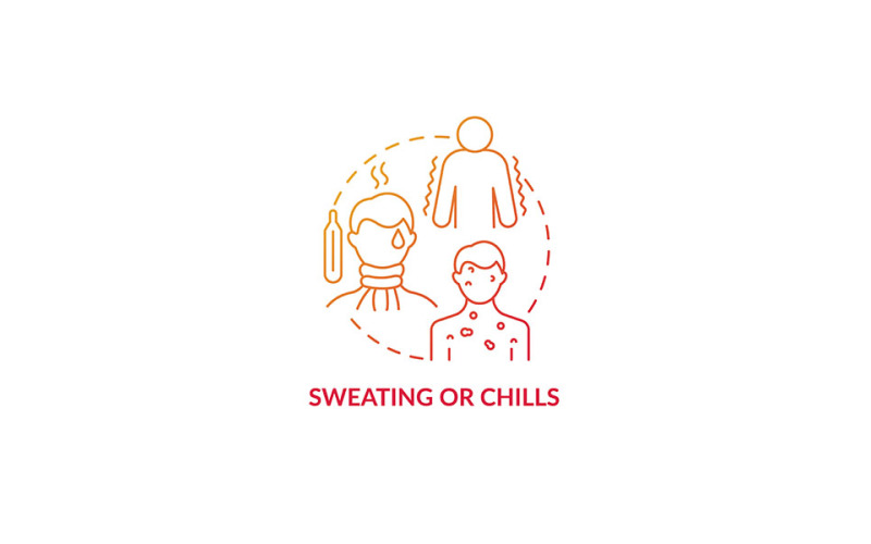 Sweating And Chills Red Gradient Concept Icon Vector Graphic