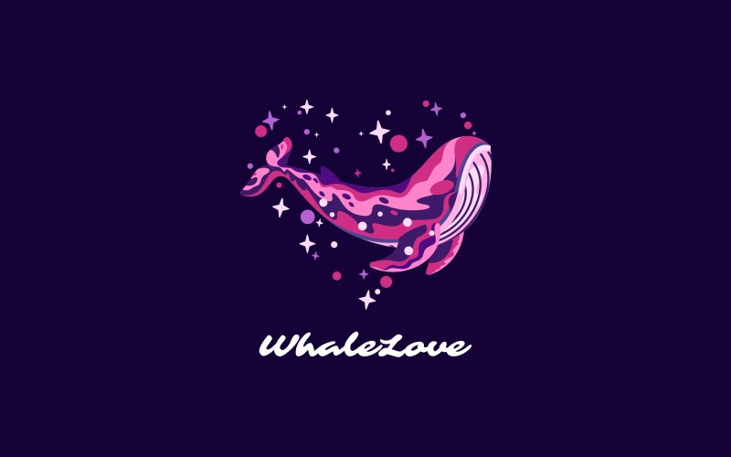 Whale Love Color Logo Style Logo Template