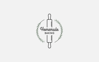 Bakery Logo With Rolling Pin And Rosemary