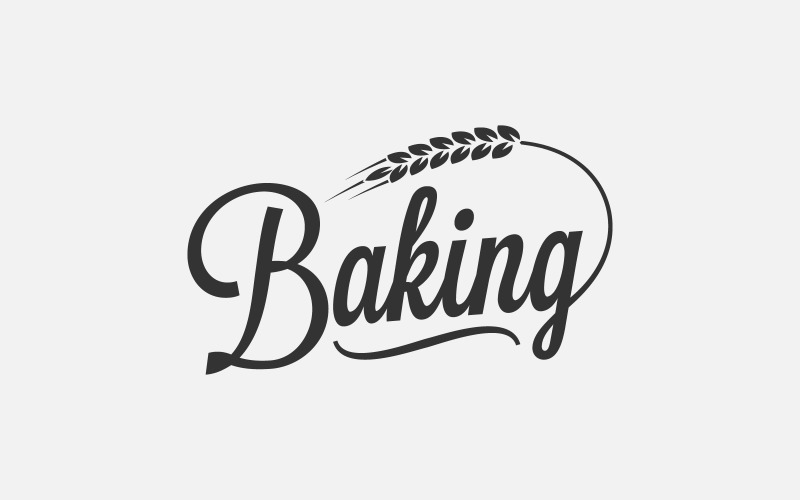 Baking Lettering Logo With Wheat On White Logo Template