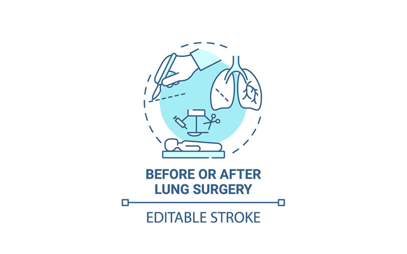 Before And After Lung Surgery Blue Concept Icon Vector Graphic