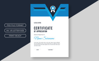 Blue Stylish Certificate Template