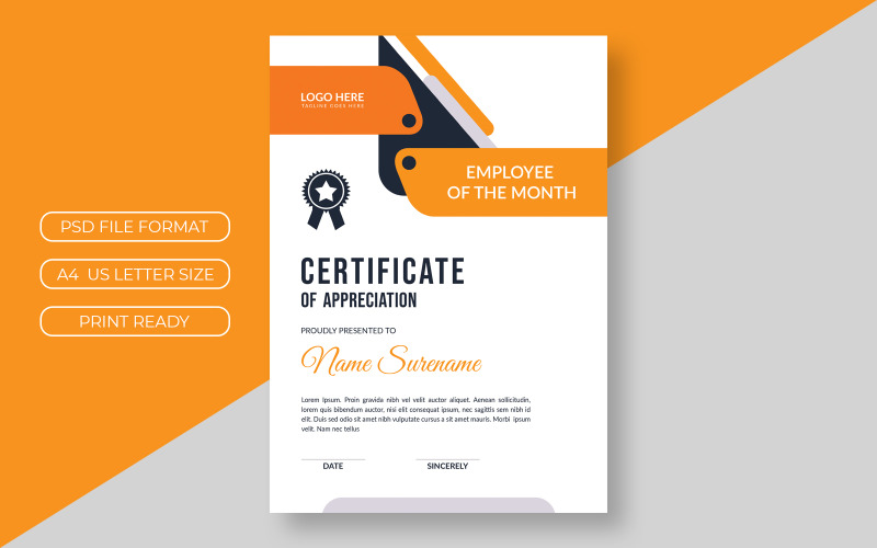 Corporate Award Certificate Certificate Template