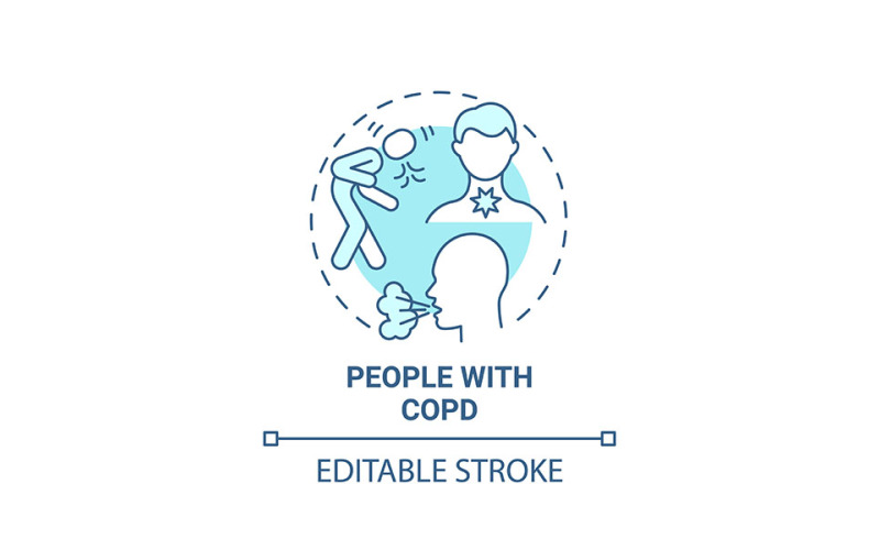 People With Copd Blue Concept Icon Vector Graphic