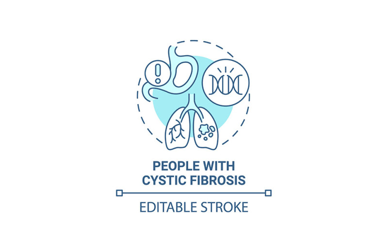 People With Cystic Fibrosis Blue Concept Icon Vector Graphic