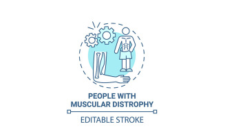 People With Muscular Distrophy Blue Concept Icon