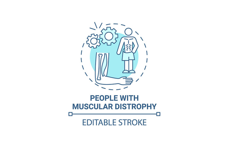 People With Muscular Distrophy Blue Concept Icon Vector Graphic