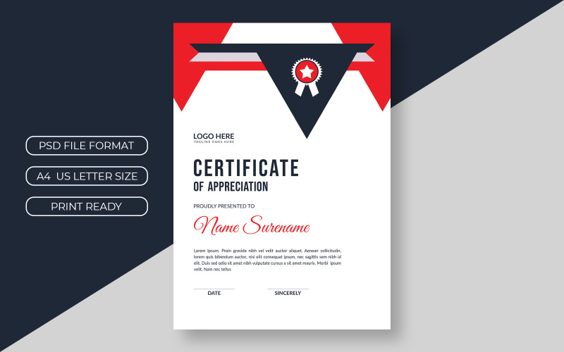 Red Triangles Certificate Layout Certificate Template
