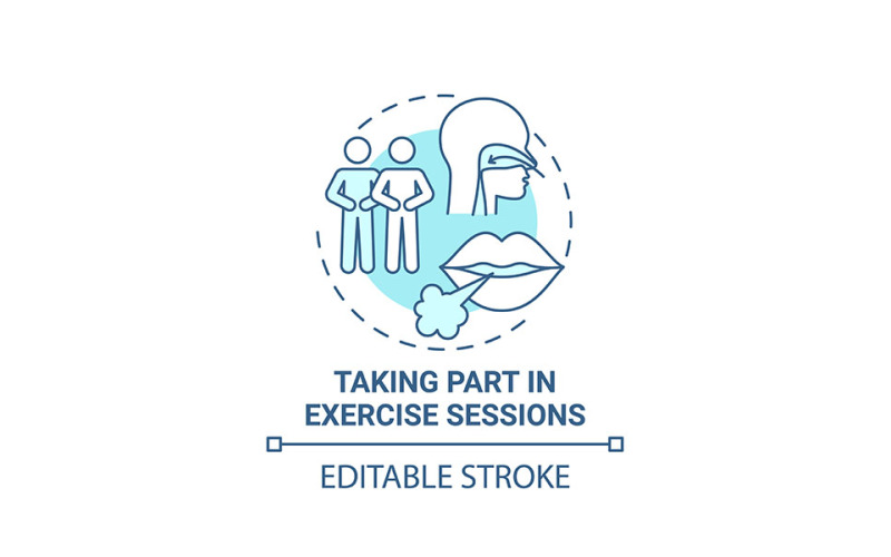 Taking Part In Excercise Sessions Blue Concept Icon Vector Graphic