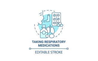 Taking Respiratory Medications Blue Concept Icon
