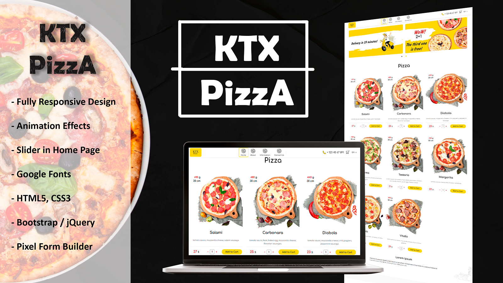 KTX Pizza - Responsive HTML5 Template for Pizza Delivery Service