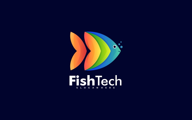 Fish Tech Gradient Colorful Logo Logo Template