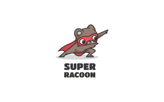 Super Raccoon Simple Mascot Logo