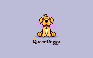 Queen Doggy Cartoon Logo Style