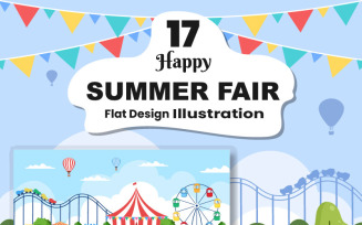 17 Summer Fair Carnival Landscape Playground Illustration