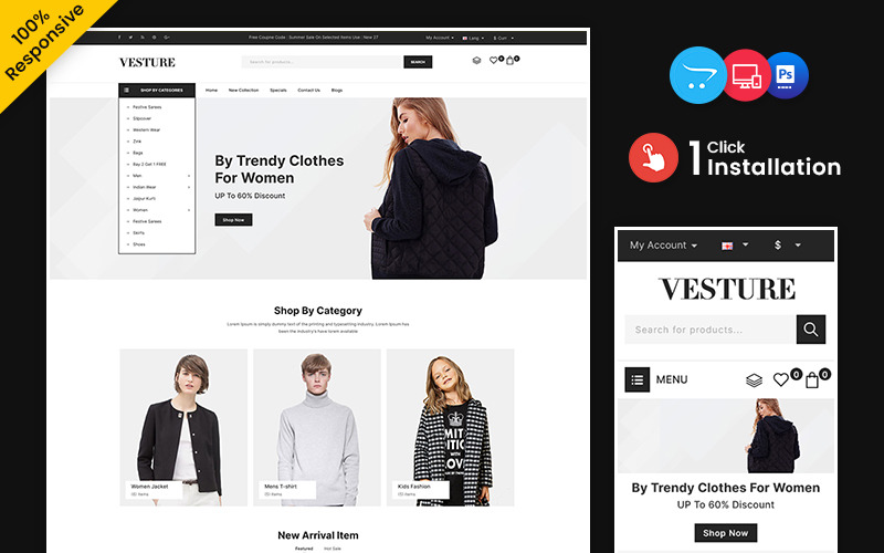 Vesture - Clothing and Fashion Multipurpose OpenCart Theme OpenCart Template