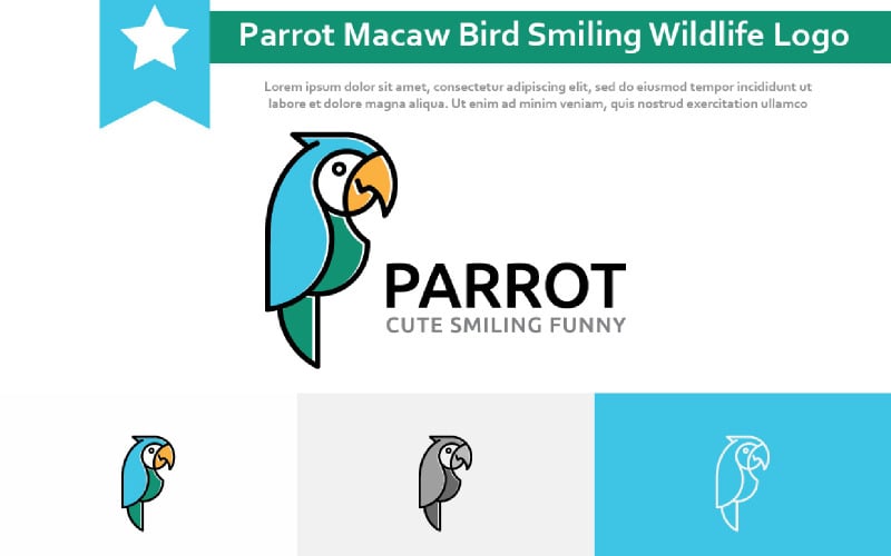 Beautiful Exotic Parrot Macaw Bird Smiling Wildlife Logo Logo Template