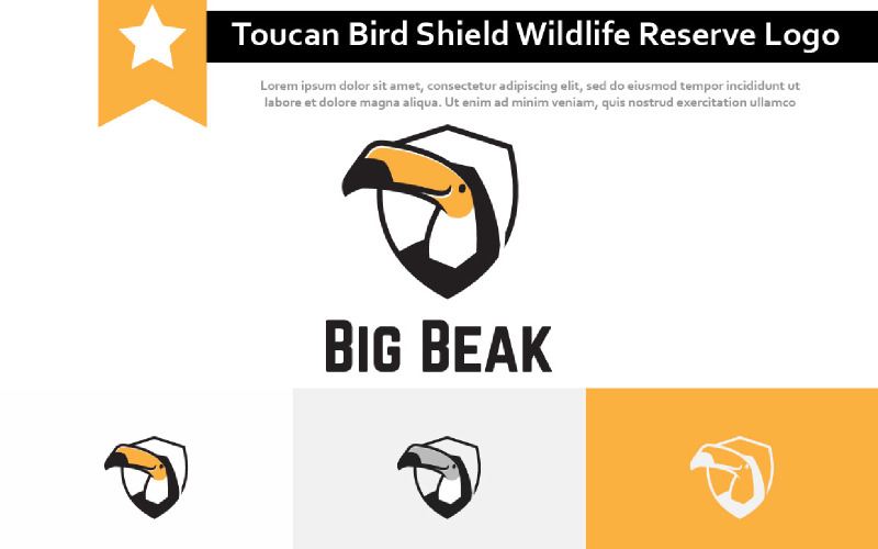 Big Beak Bill Toucan Bird Shield Wildlife Reserve Zoo Animal Logo Logo Template
