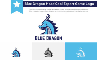 Blue Dragon Head Cool Esport Game Logo